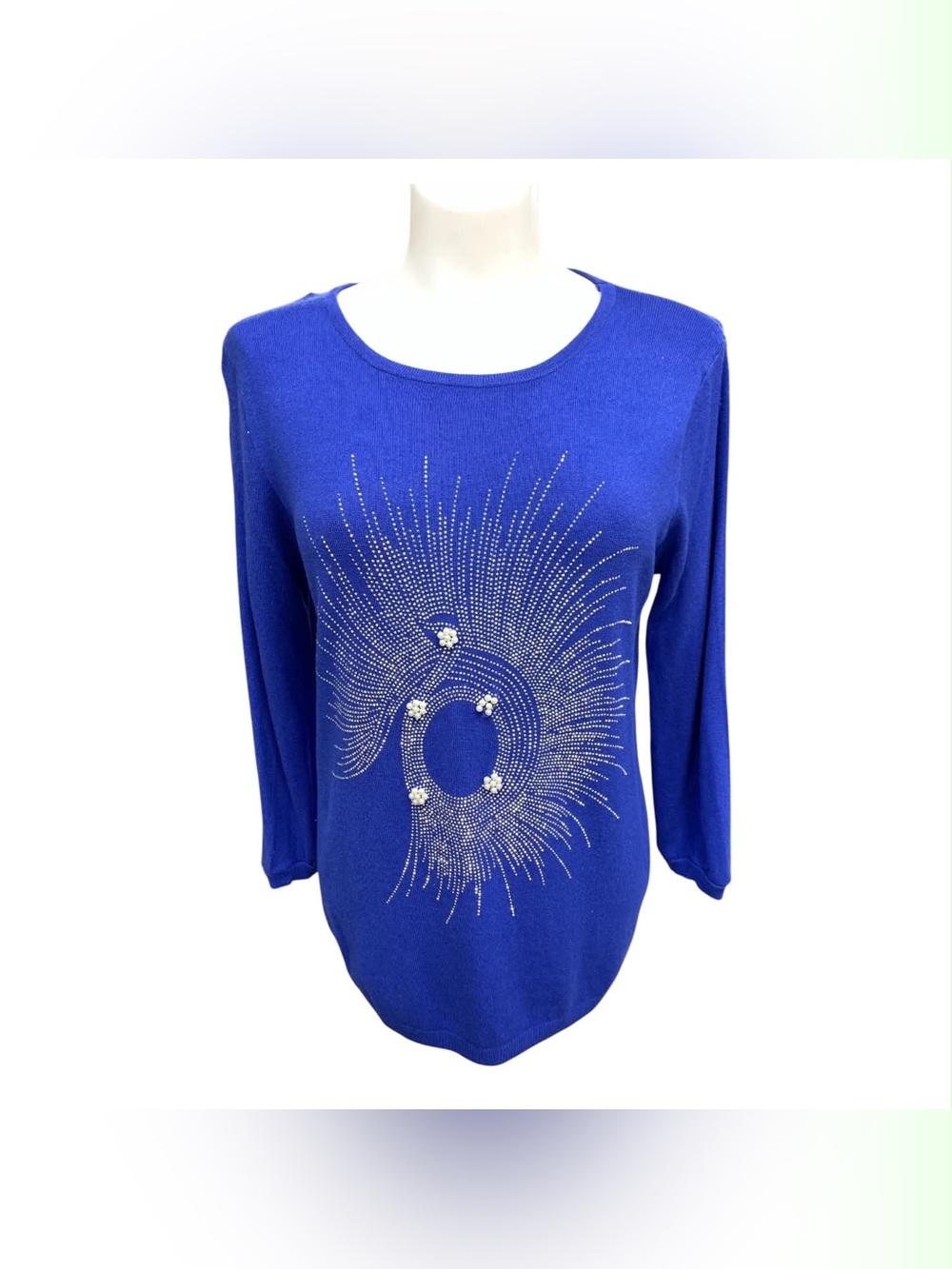 Niku Embellished Royal Blue Long-Sleeve Top Size M